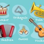 Cartela 1 do Jogo Educativo Bingo Sonoro Instrumentos Musicais